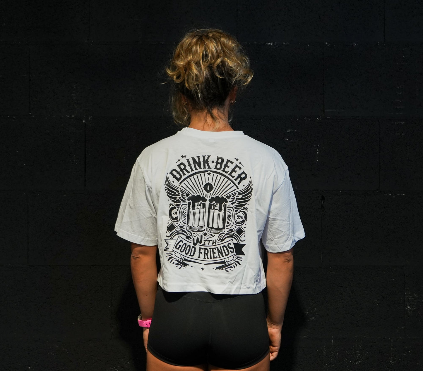 DRINK BEER - Crop Top Oversize WHITE