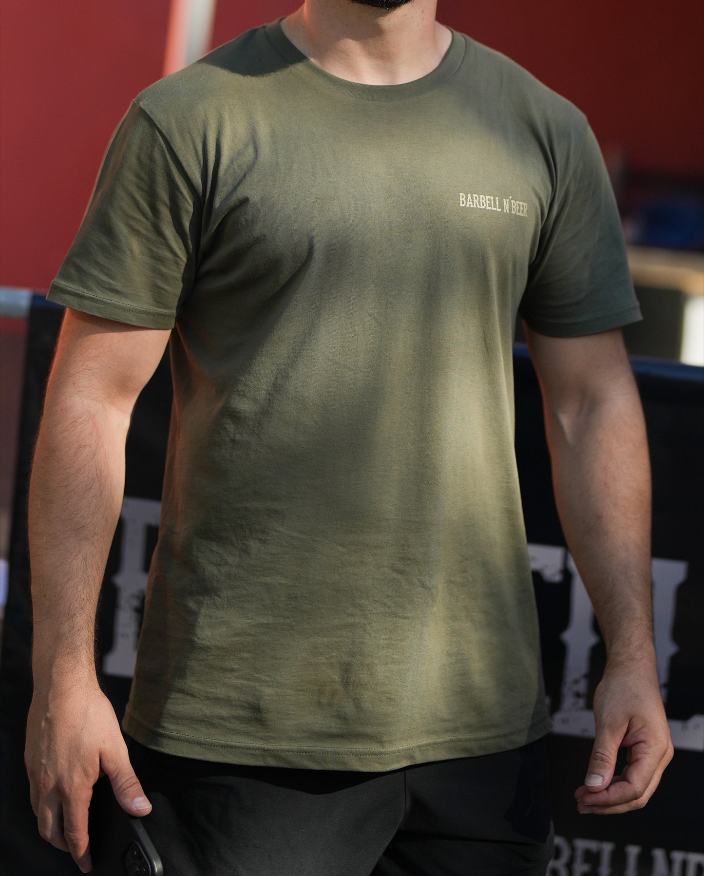 Barbell N' Beer Khaki T-shirt
