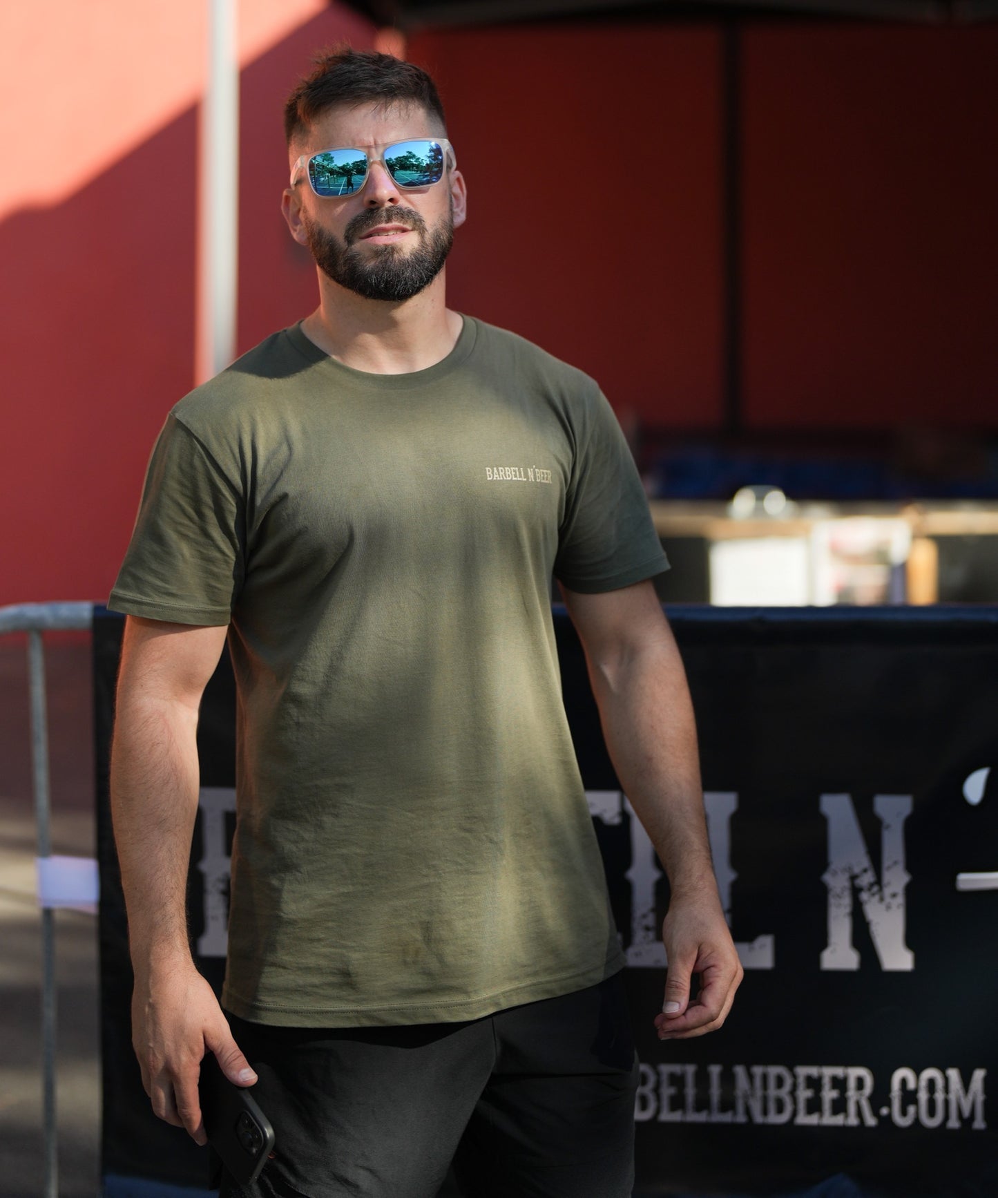 Barbell N' Beer Khaki T-shirt