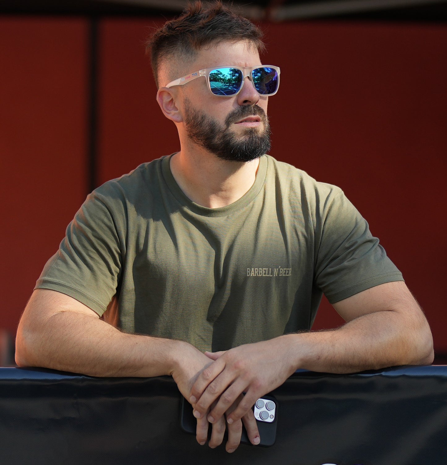 Barbell N' Beer Khaki T-shirt