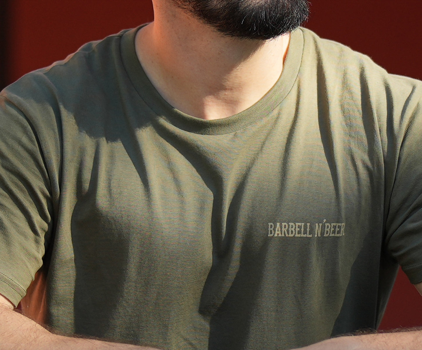 Barbell N' Beer Khaki T-shirt