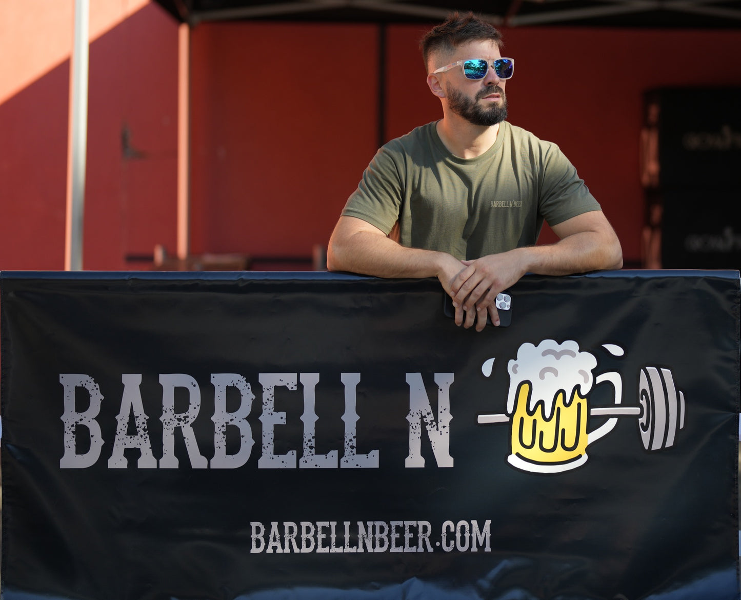 Barbell N' Beer Khaki T-shirt