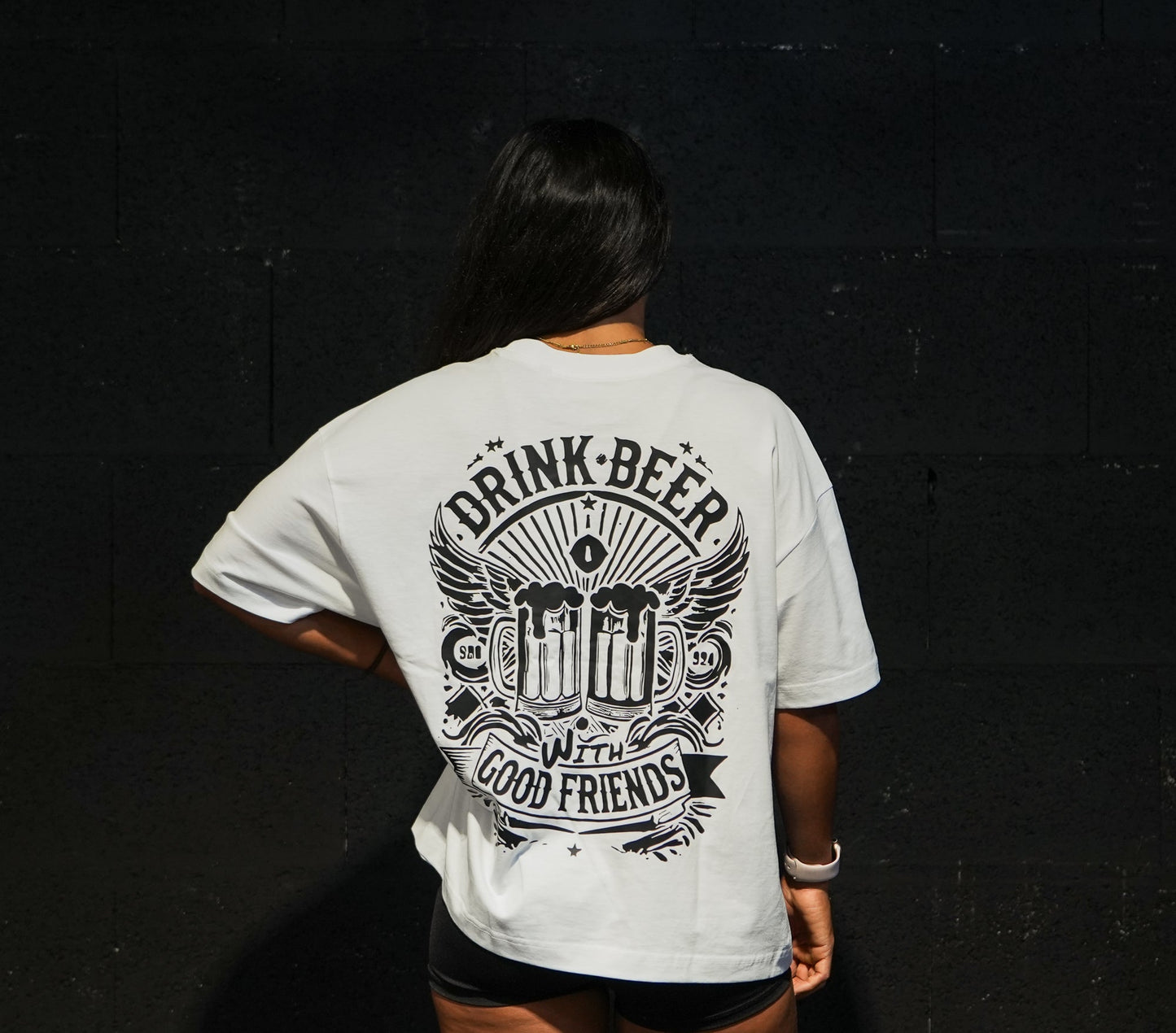 DRINK BEER - T-shirt Boxy Oversize WHITE