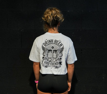 DRINK BEER - Crop Top Oversize WHITE