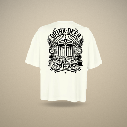 DRINK BEER - T-shirt Boxy sand, verso